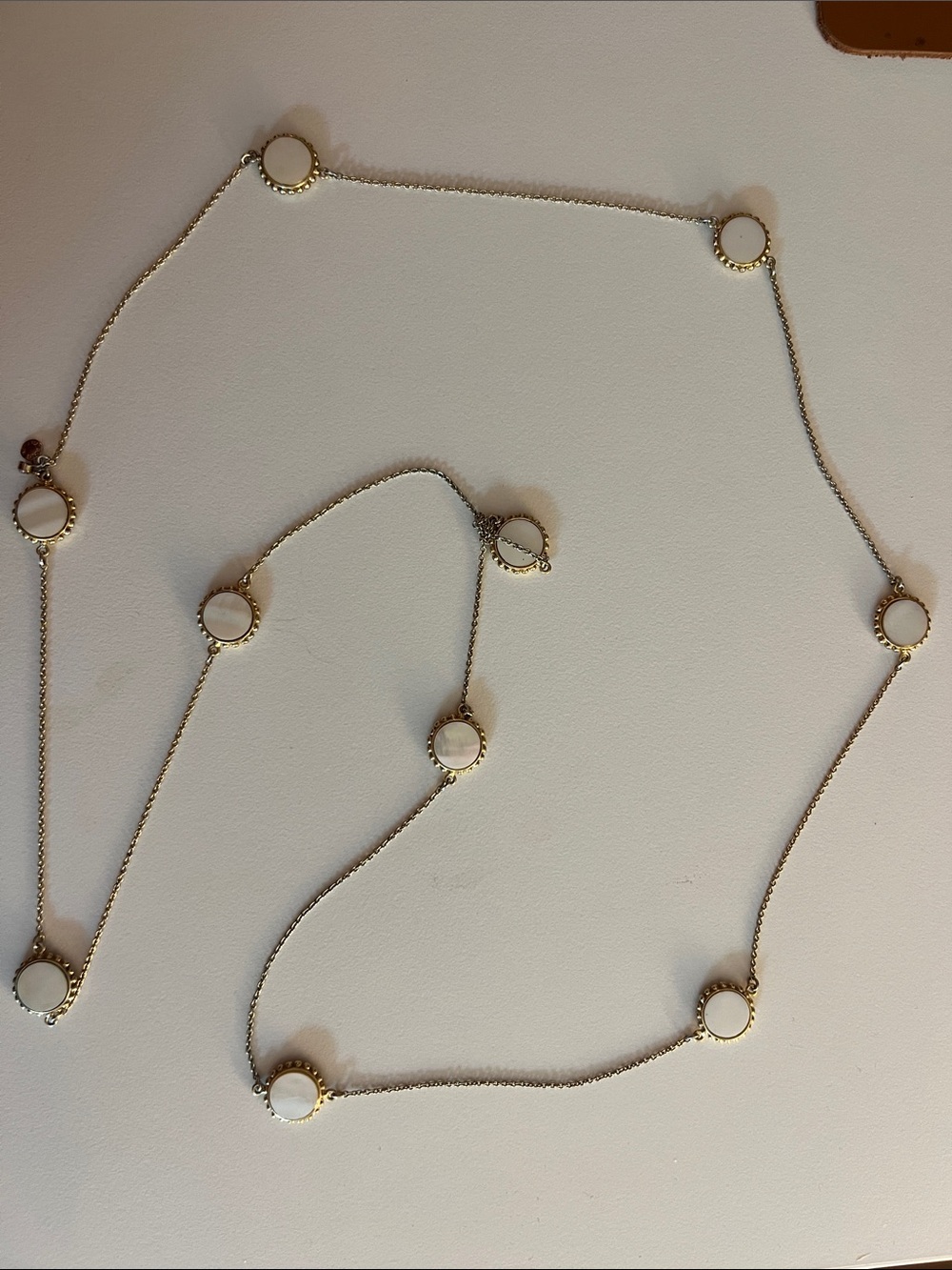 Ann Taylor Gold and White Disc Station Long Necklace - Women Jewelry